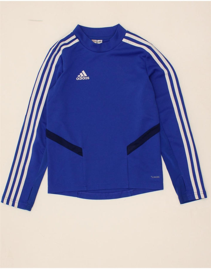 ADIDAS Boys Climacool Pullover Tracksuit Top 7-8 Years Blue Polyester Vintage Adidas and Second-Hand Adidas from Messina Hembry 