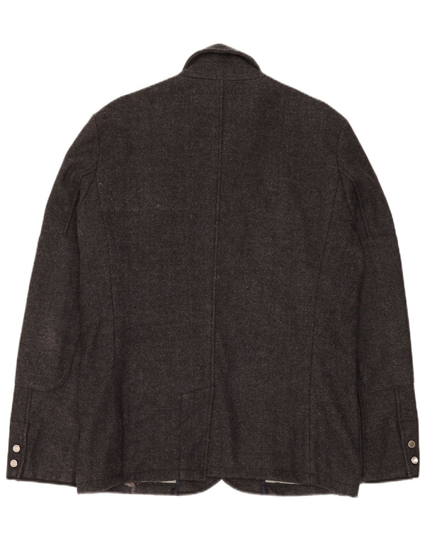 Zara Veste utilitaire pour hommes UK 40 Large laine à chevrons gris
