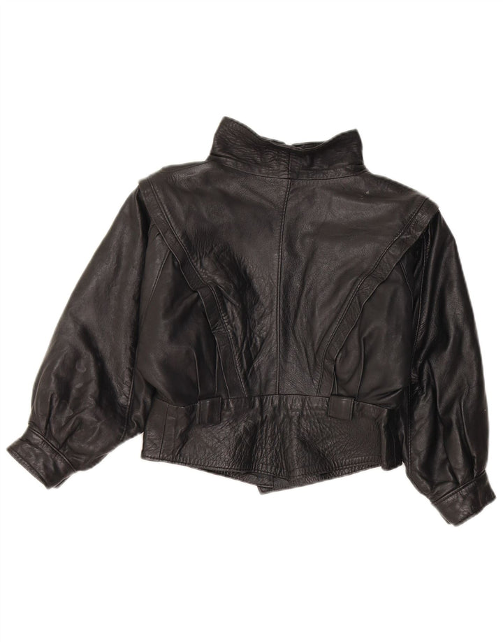 veste en cuir vintage filles 7-8 ans cuir noir moyen