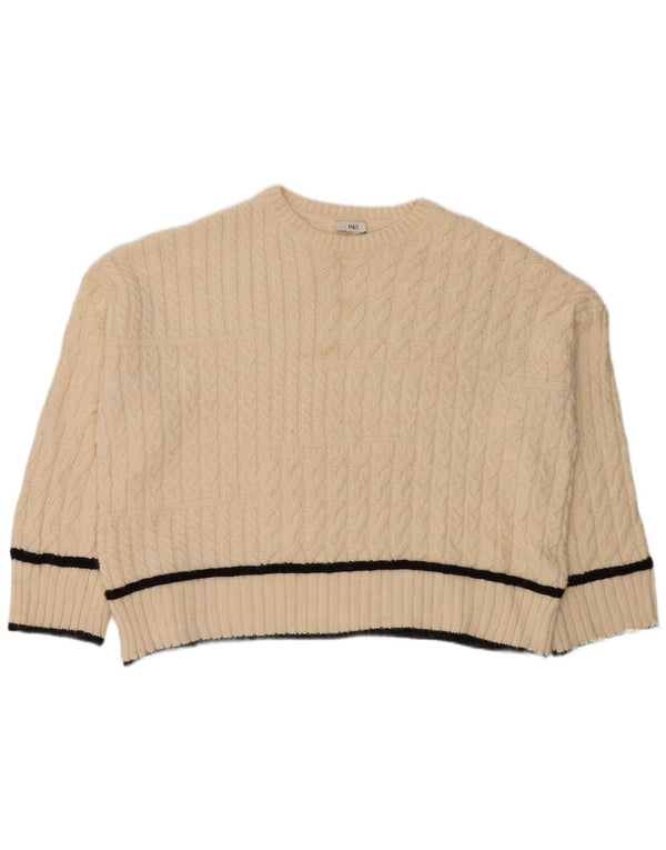 Marks & Spencer Pull surdimensionné à col rond pour femme UK 18 XL Blanc