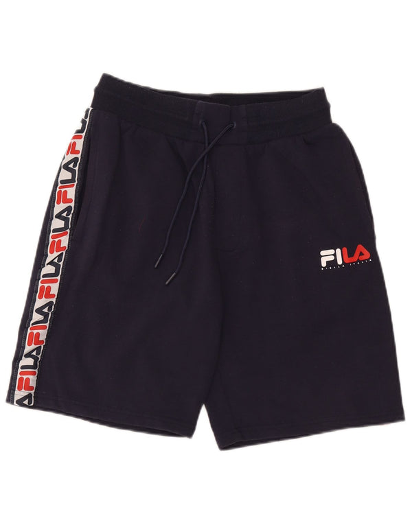 Fila Short de sport graphique homme petit bleu marine en coton colour block