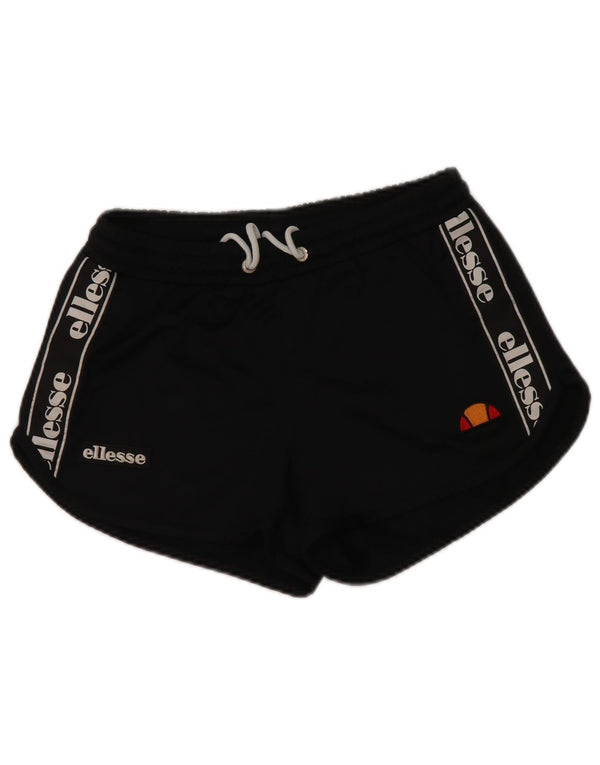 Ellesse Short de sport graphique pour femme UK 8 Small Noir Polyester