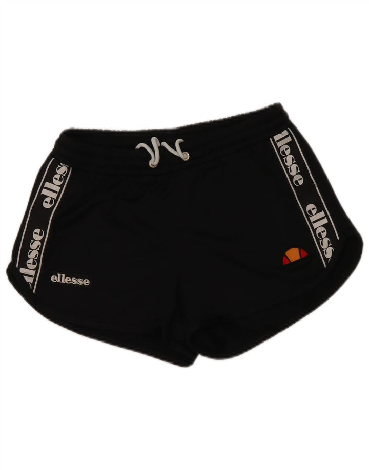 Ellesse Short de sport graphique pour femme UK 8 Small Noir Polyester