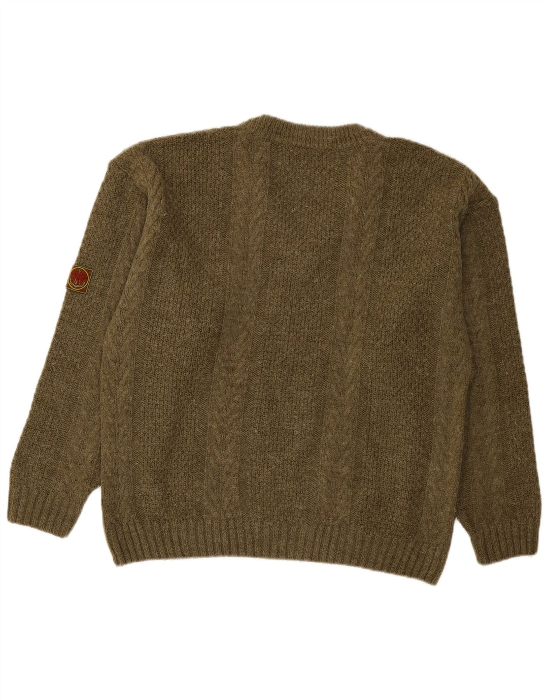 vintage Homme Col V Pull Pull Moyen Kaki Acrylique