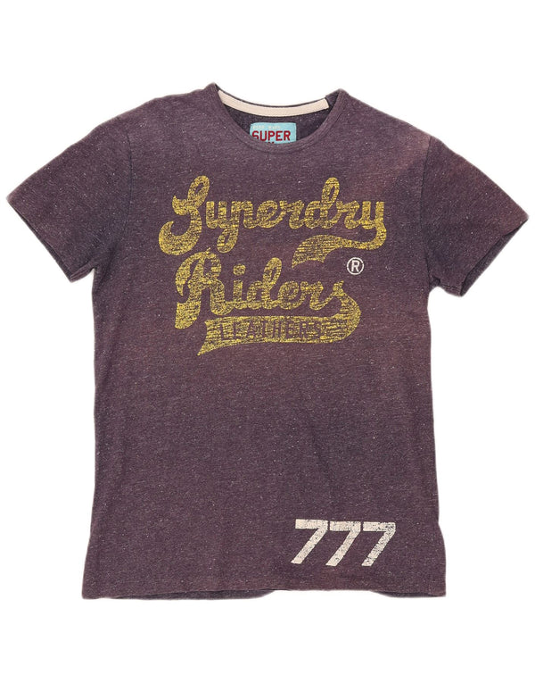SUPERDRY T-shirt graphique Riders pour femme UK 18 XL Coton moucheté violet