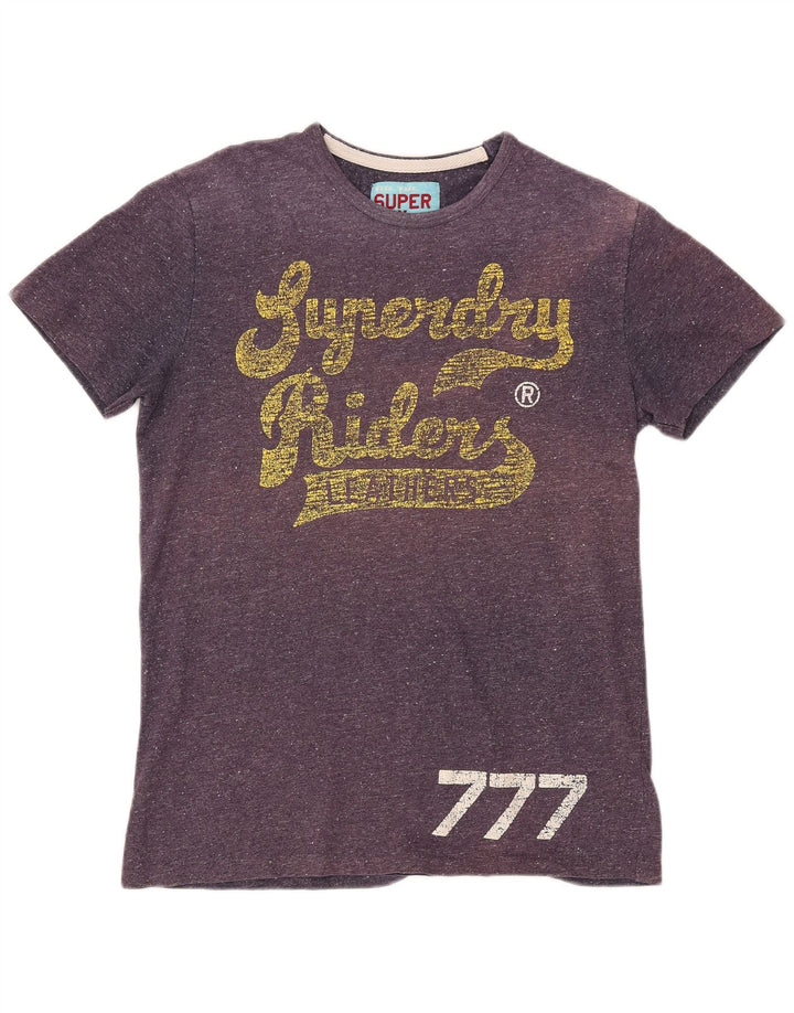 SUPERDRY T-shirt graphique Riders pour femme UK 18 XL Coton moucheté violet