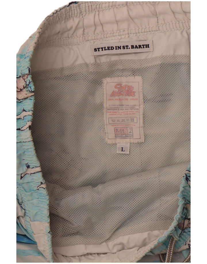 MC2 SAINT BARTH Short de Bain à Motif Abstrait Homme Large Bleu Nylon