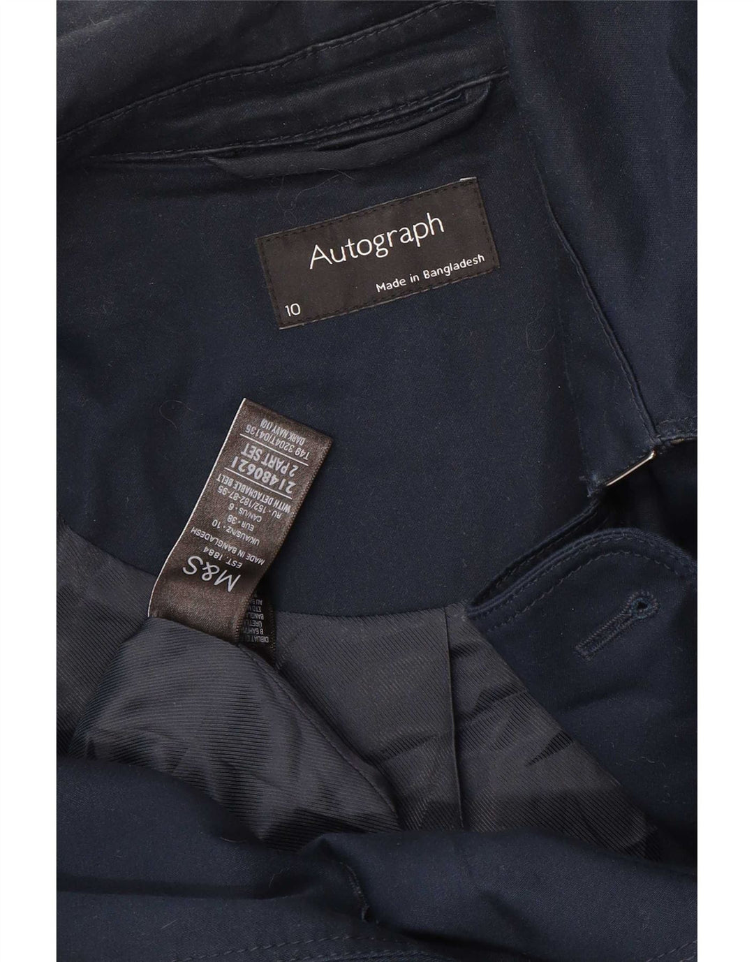 Marks & Spencer Trench-coat autographe pour femme UK 10 petit coton bleu marine