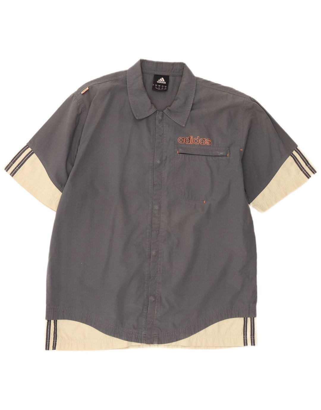 Adidas Chemise à manches courtes pour hommes en polyester color block gris moyen