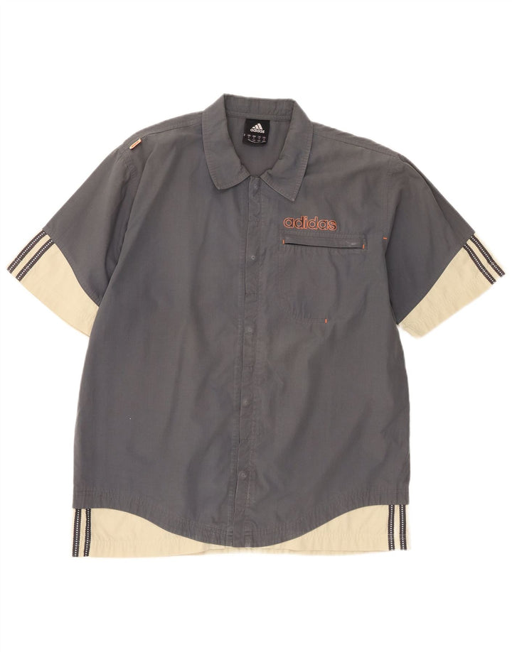 Adidas Chemise à manches courtes pour hommes en polyester color block gris moyen