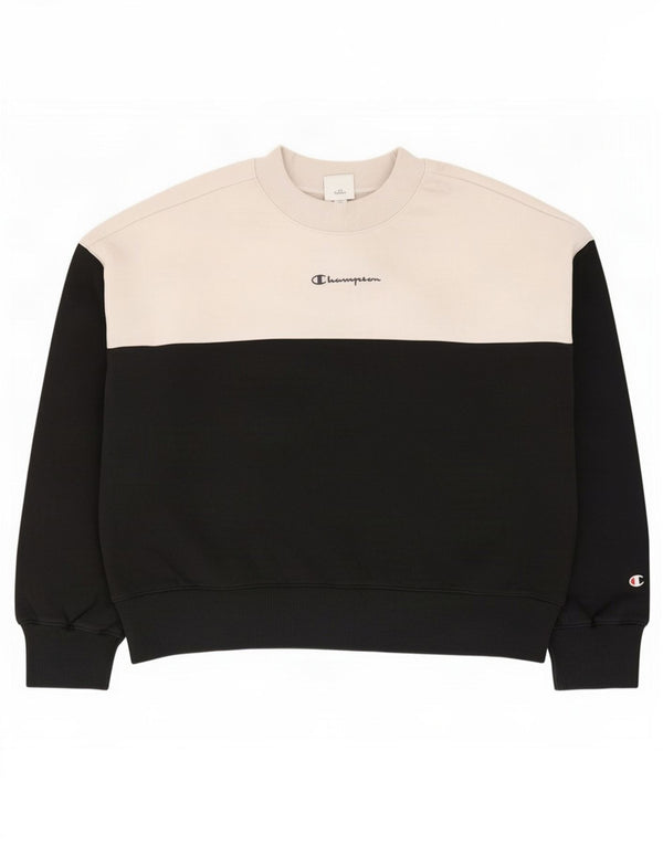 Champion Sweat-shirt surdimensionné pour femme UK 14 Medium Black Colourblock