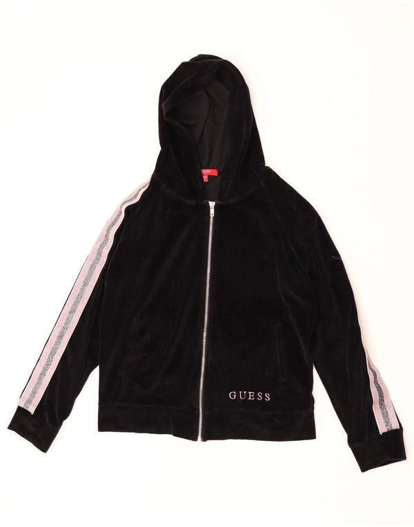 Guess Pull à capuche zippé surdimensionné pour femme UK 10 Petit Noir Colorblock
