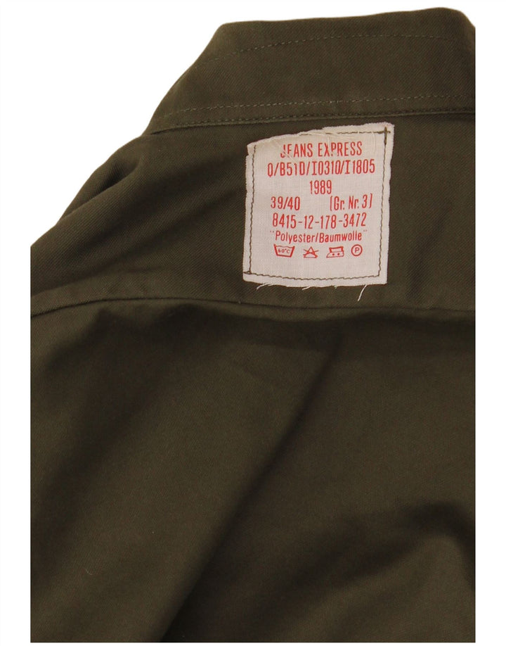 vintage Mens Allemagne Chemise Militaire Taille 39/40 Polyester Kaki Moyen