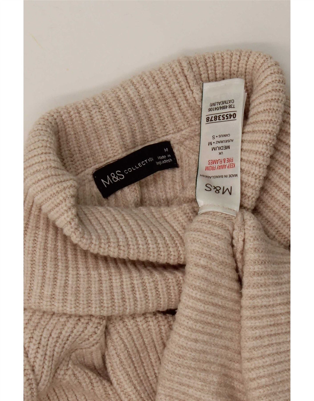 Marks & Spencer Pull col roulé pour femme UK 14 Viscose beige moyen