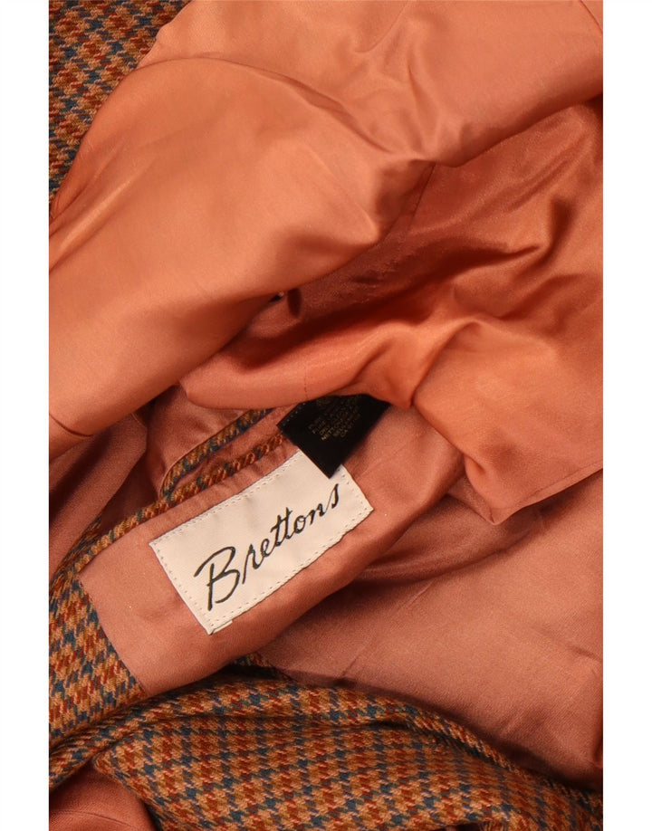vintage Homme 2 Bouton Blazer Veste UK 38 Moyen Brun Pied-de-poule Laine