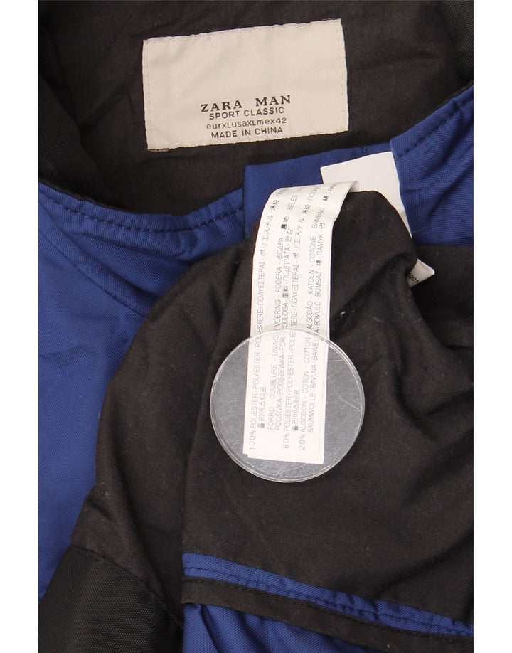 ZARA Veste Bomber Homme UK 42 XL Bleu Polyester