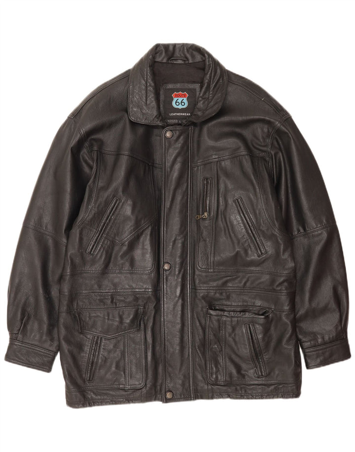 Route 66 Veste en cuir pour homme UK 40 Grand cuir noir