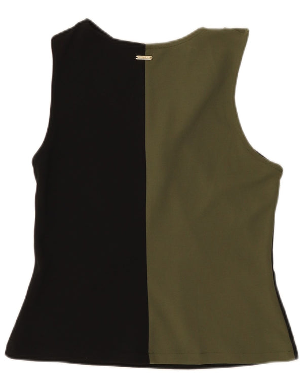 Guess Chemisier court sans manches pour femme UK 44 Large Noir Colorblock