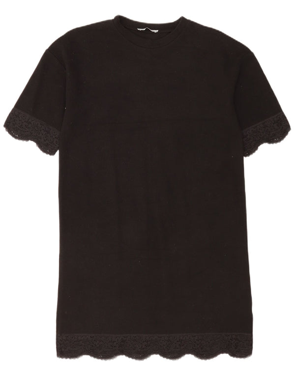 Zara Womens Trafaluc T-Shirt Dress UK 10 Small Black Floral