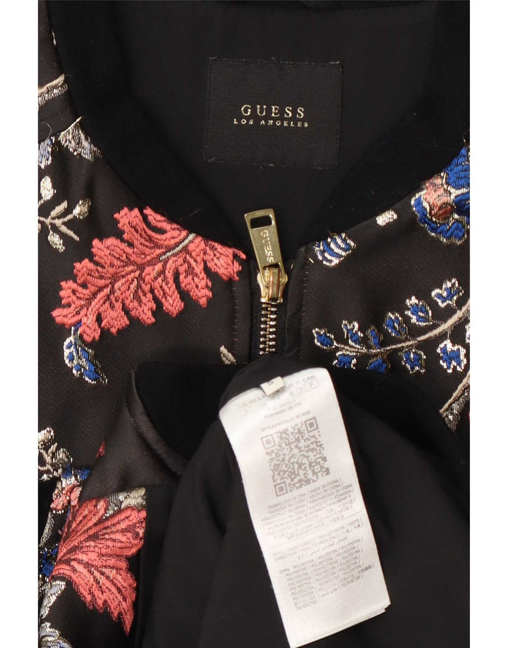 Guess Veste Bomber Femme UK 6 XS Noir Floral Polyester