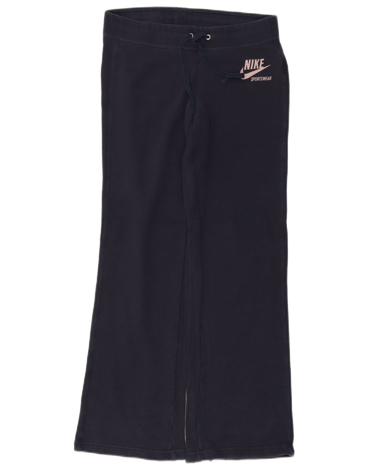 NIKE Pantalon de survêtement évasé pour femme UK 10 Small Bleu marine en coton
