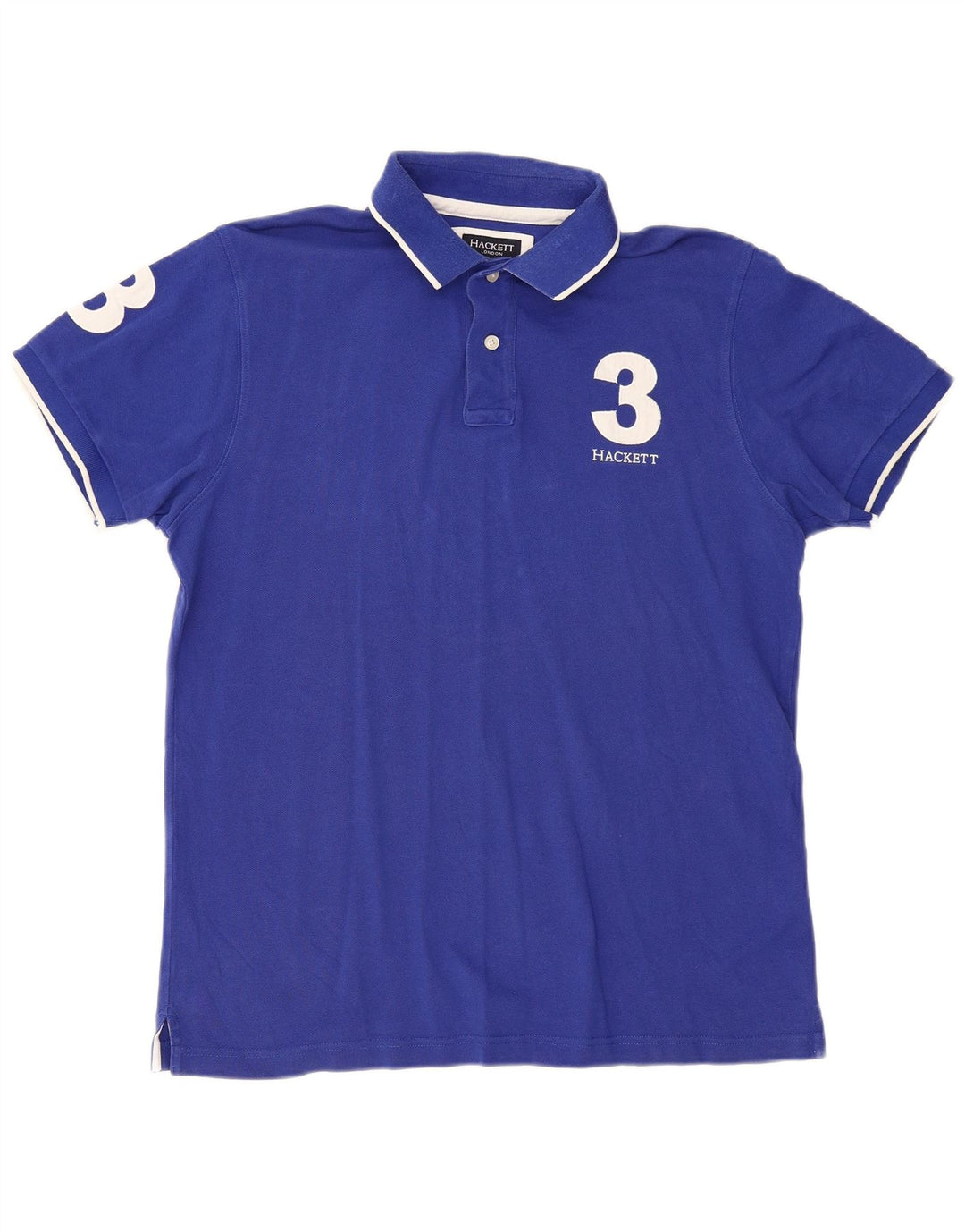 HACKETT Polo Graphique Coupe Ajustée Homme XL Bleu Coton