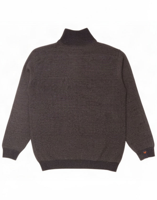 Avirex Mens Zip Neck Jumper Sweater Large Grey Flecked Viscose