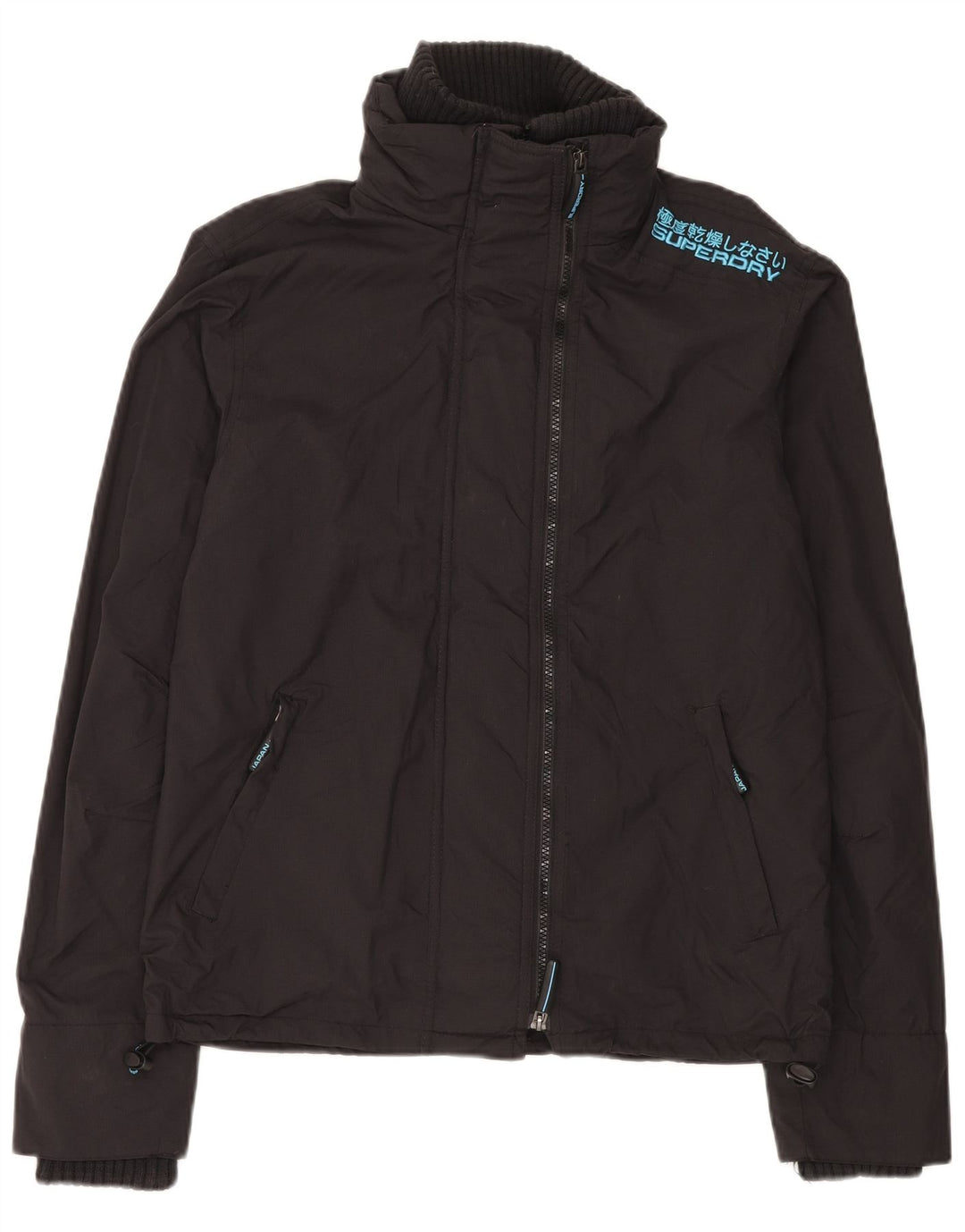 SUPERDRY Veste coupe-vent surdimensionnée graphique pour femme UK 14 Noir moyen