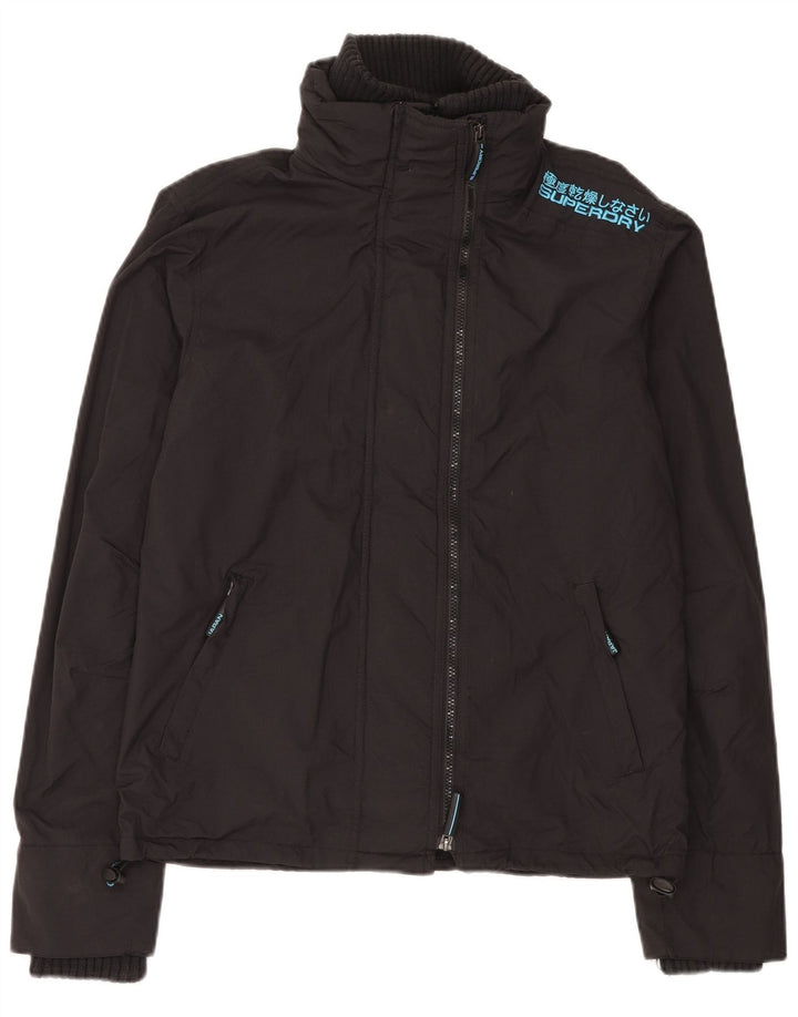 SUPERDRY Veste coupe-vent surdimensionnée graphique pour femme UK 14 Noir moyen