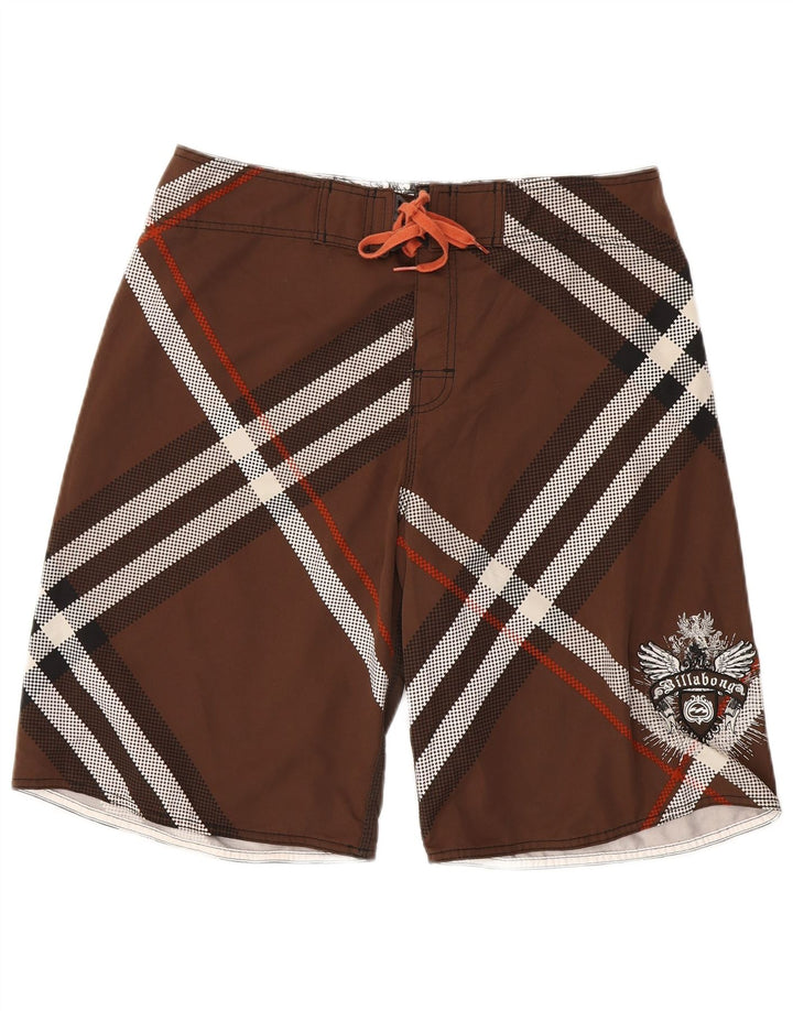 Billabong Short de bain graphique pour hommes en polyester à carreaux marron