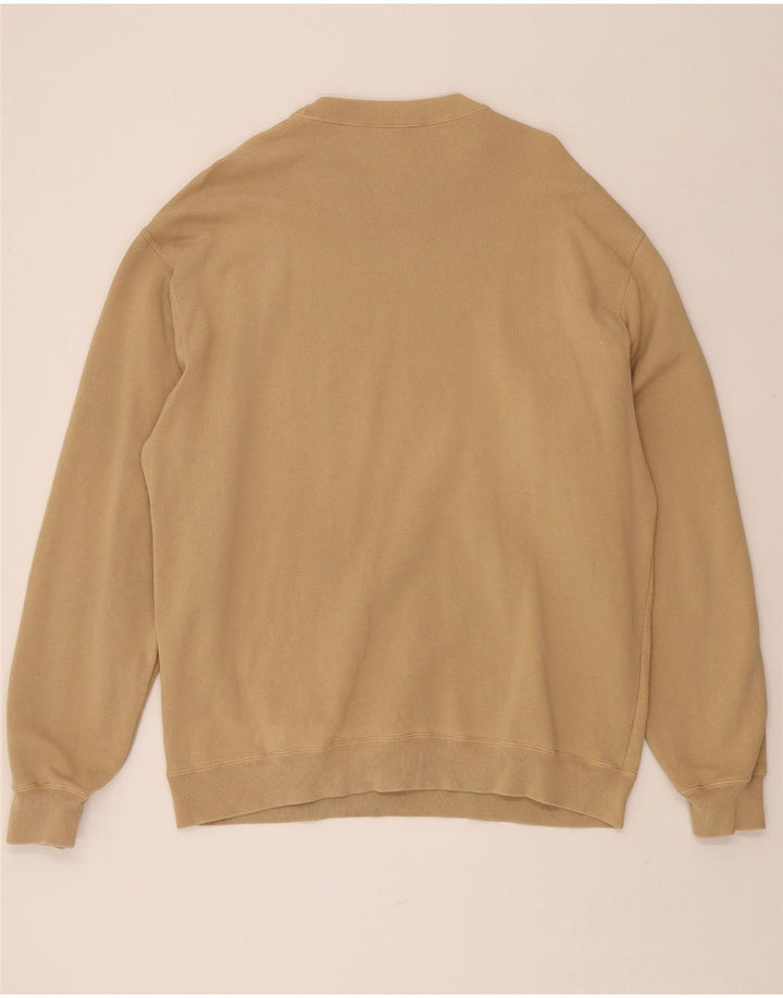 GUESS Mens Graphic Sweatshirt Jumper Large Beige Cotton