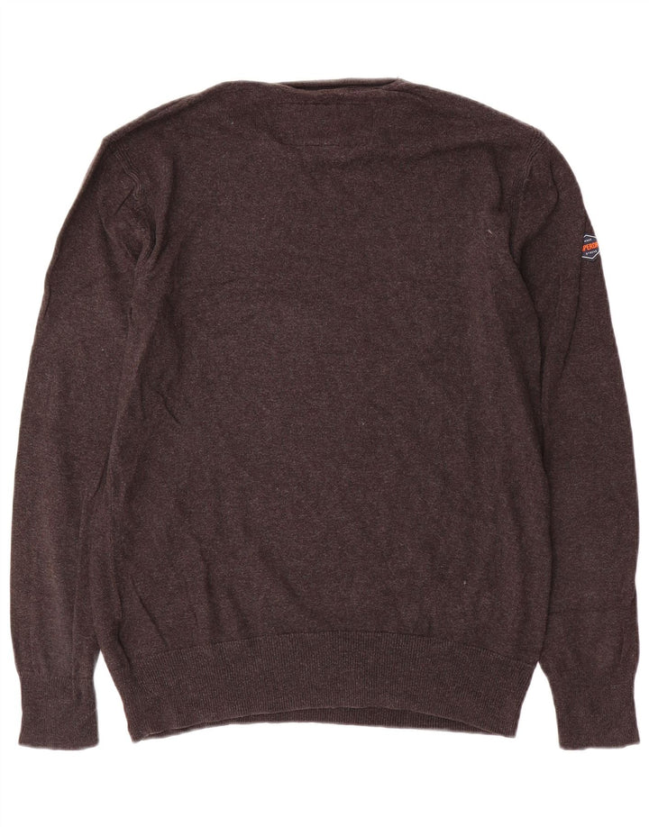 Superdry Pull Col Bateau Homme Gris Moyen Coton