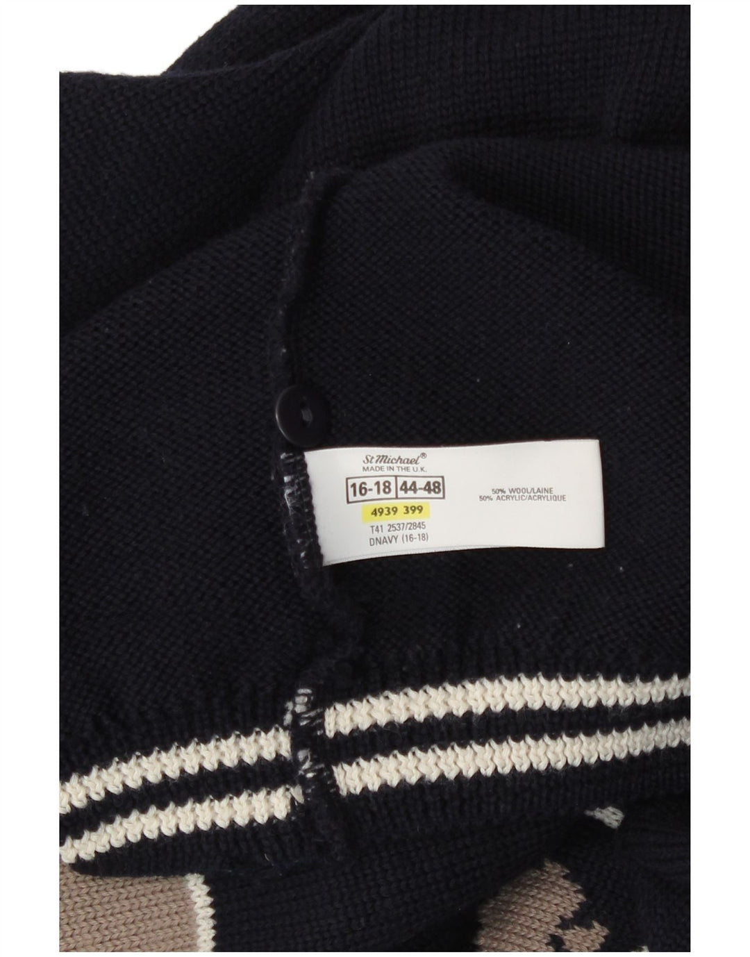 St Michael Pull Cardigan Femme UK 16/18 Grand Bleu Marine Colorblock
