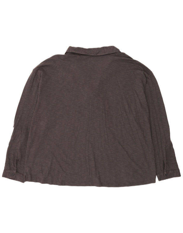 Fat Face Polo à manches longues pour femme UK 24 4XL Gris chiné en coton