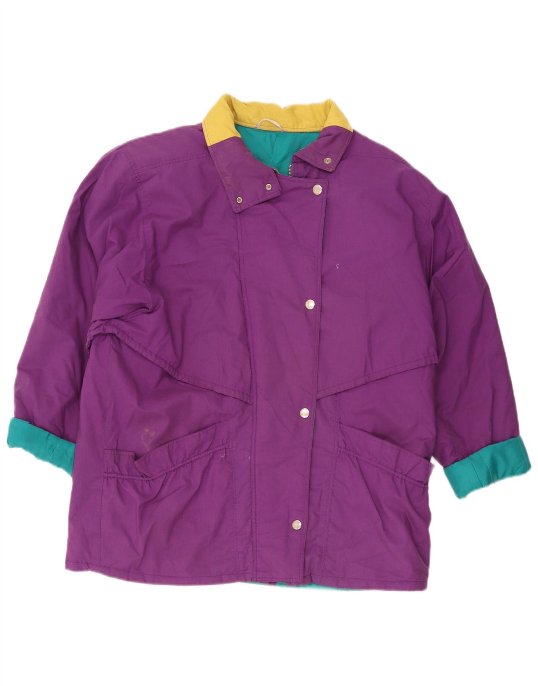 Veste coupe-vent femme vintage UK 18 XL Violet Colourblock Polyester