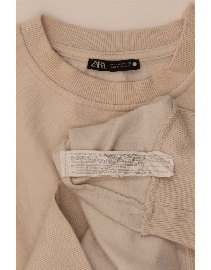 Zara Sweat-shirt surdimensionné pour femme UK 10 Petit coton beige