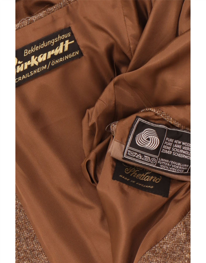 VINTAGE Homme 2 Bouton Blazer Veste UK 38 Brun Moyen Moucheté Nouvelle Laine