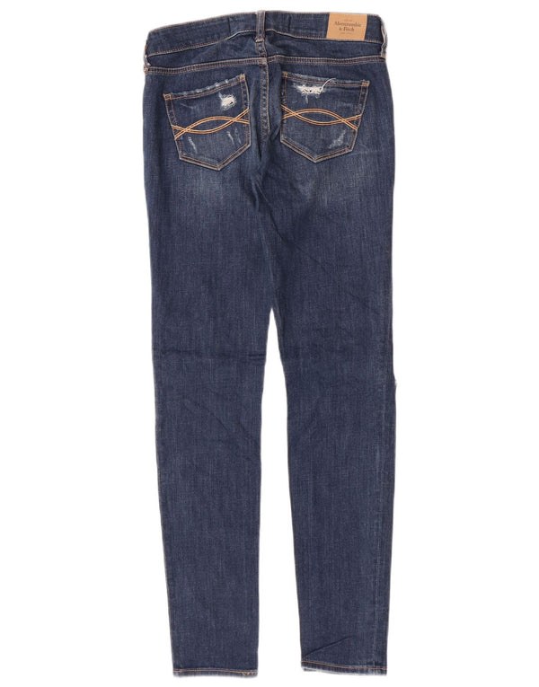 Abercrombie & Fitch Womens Distressed Skinny Jeans US 0 XS W25 L29 Blue