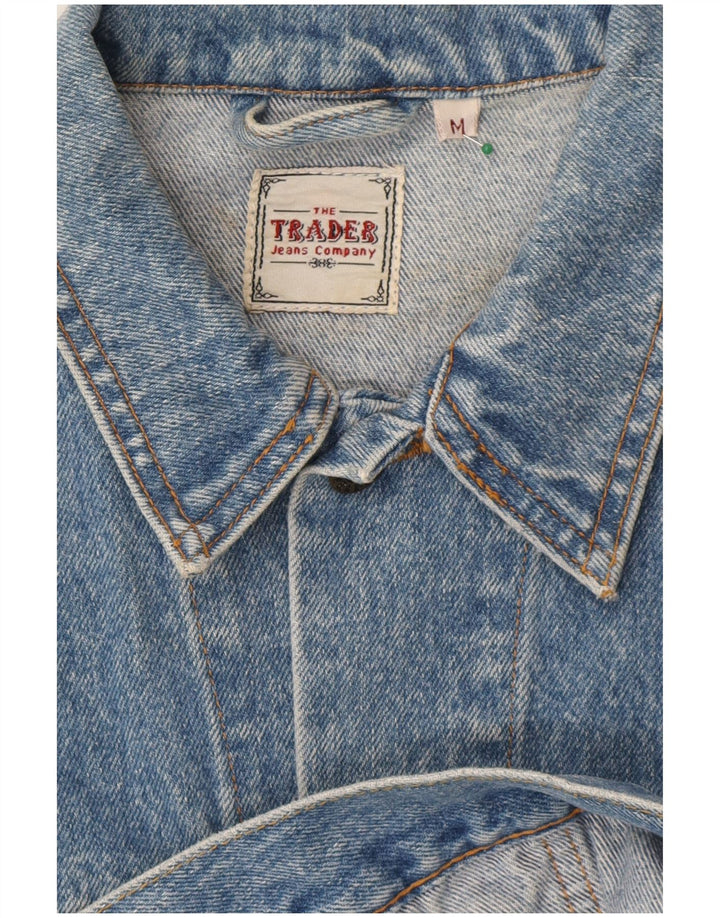 Veste en denim surdimensionnée femme vintage UK 14 Coton bleu moyen
