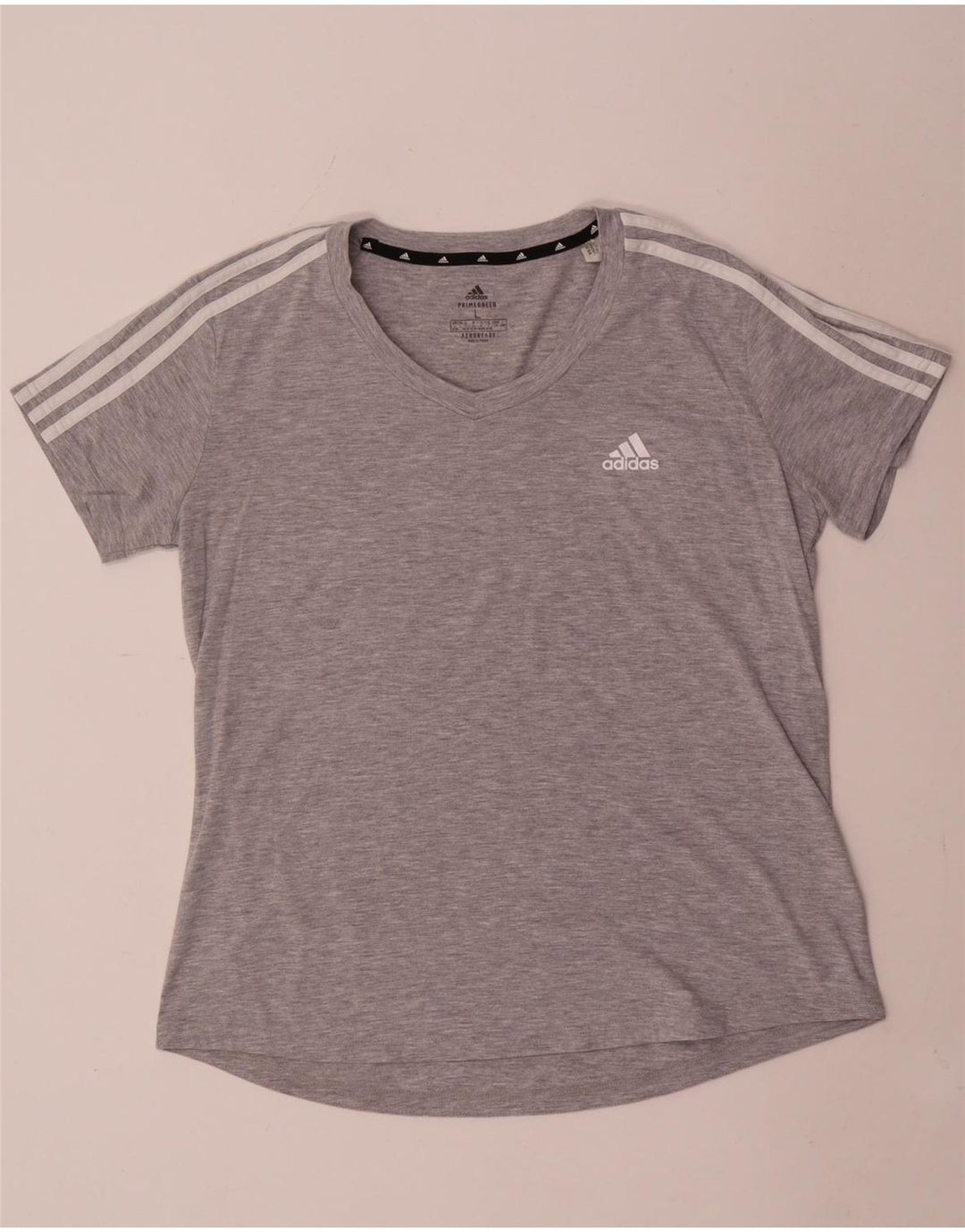 Adidas T-Shirt Femme Top UK 16/18 Large Gris Polyester