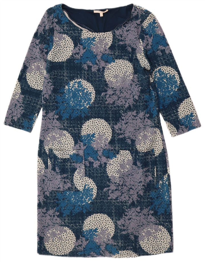 Robe droite à manches 3/4 White Stuff pour femme UK 12 Bleu marine moyen floral