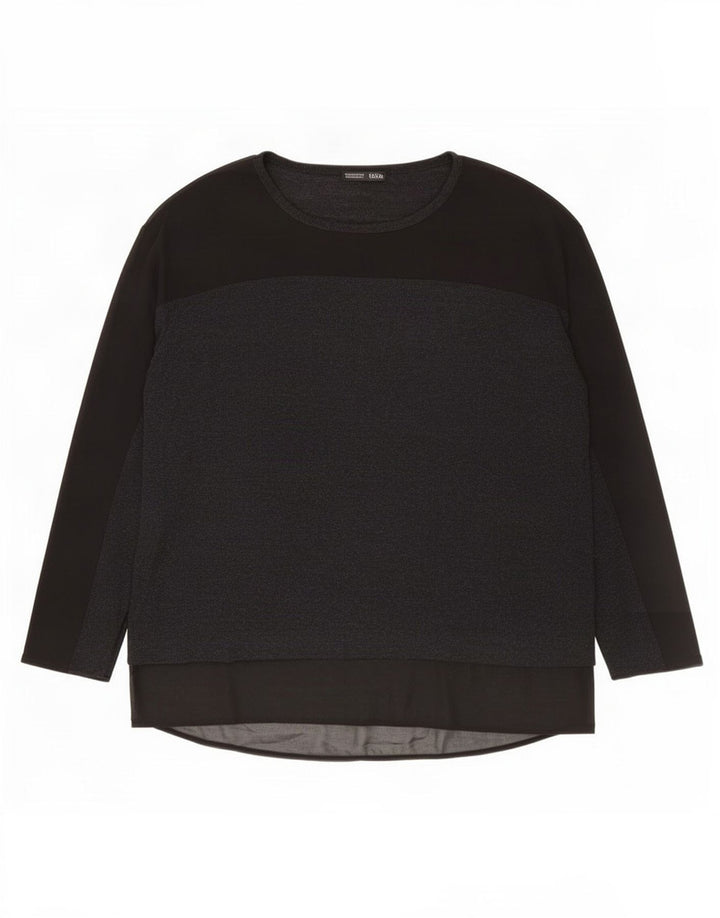 Zara Femme Haut Oversize Manches Longues UK 14 Medium Noir Viscose