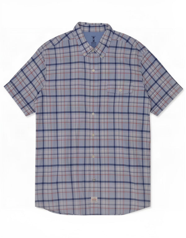 Izod Chemise à manches courtes pour hommes, grands carreaux bleus