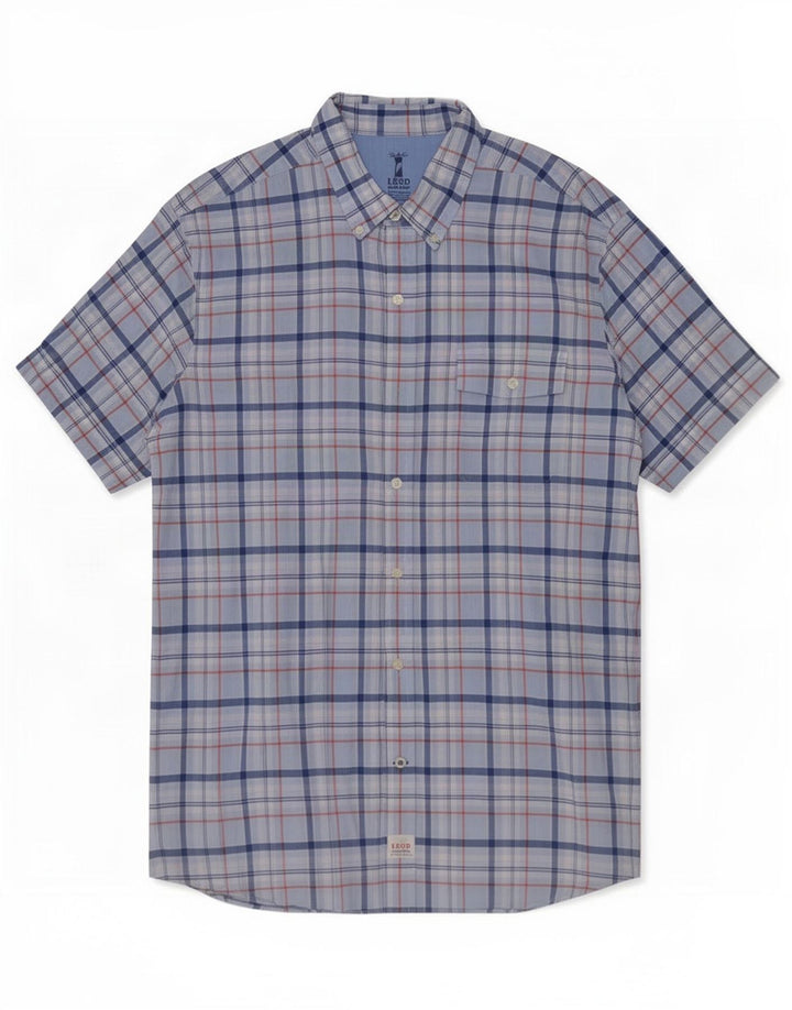 Izod Chemise à manches courtes pour hommes, grands carreaux bleus