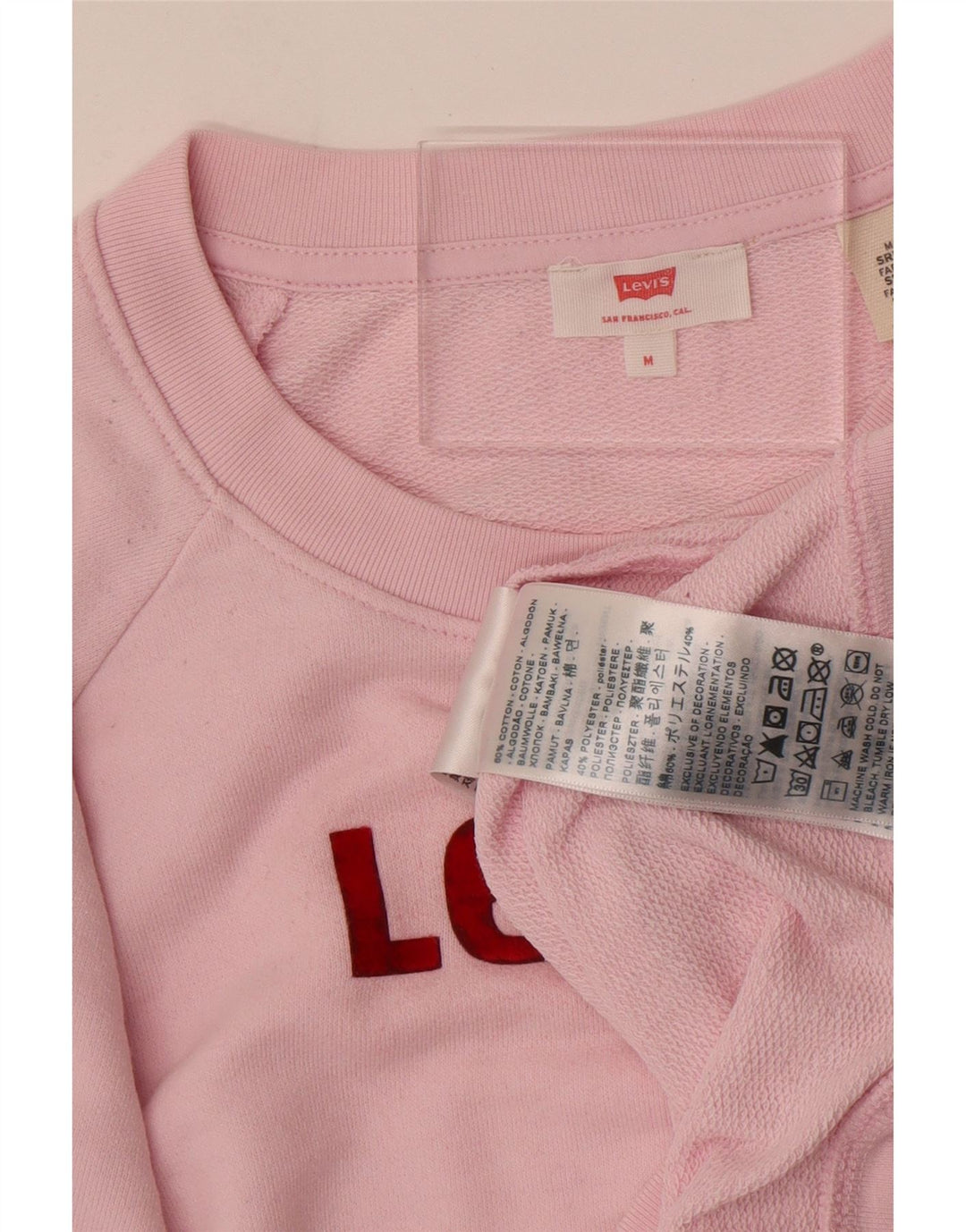 Levi's Sweat-Shirt Graphique Oversize Femme UK 14 Rose Moyen Coton