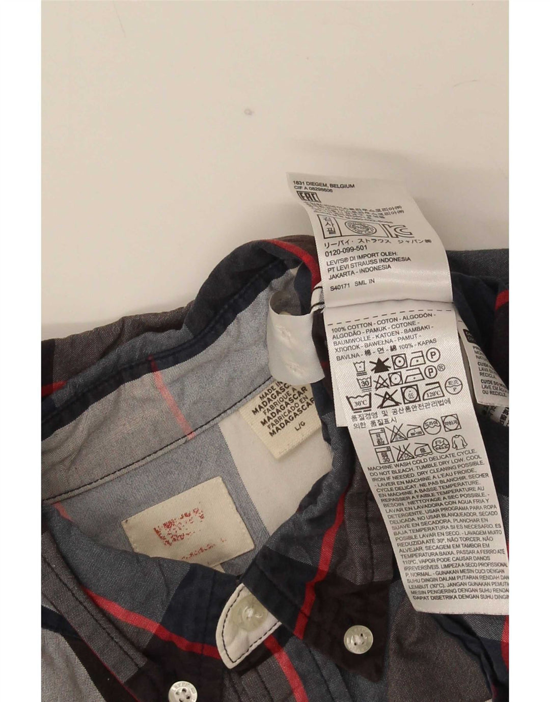 Levi's Chemise Homme Large Bleu Marine Plaid Coton