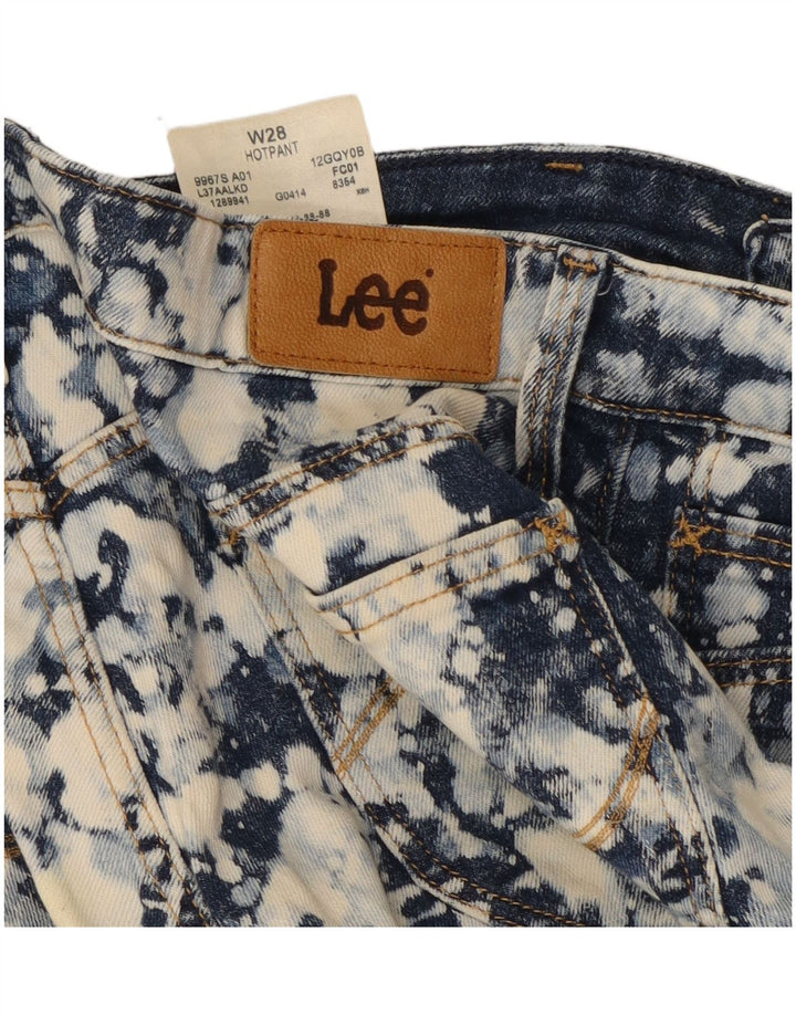 Lee Womens Denim Hot Pants W28 Moyen Bleu Marine Tie Dye Coton
