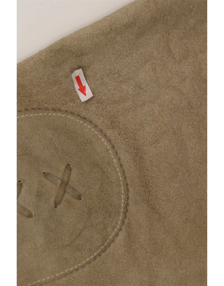 vintage Femme Daim Mini Jupe W28 Cuir Kaki Moyen