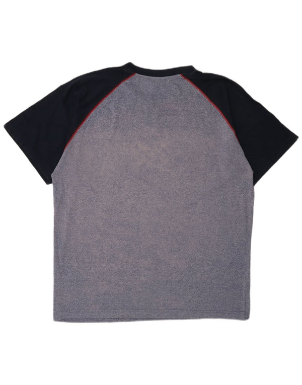 Lotto T-Shirt Graphique Homme Top XL Bleu Colorblock Coton