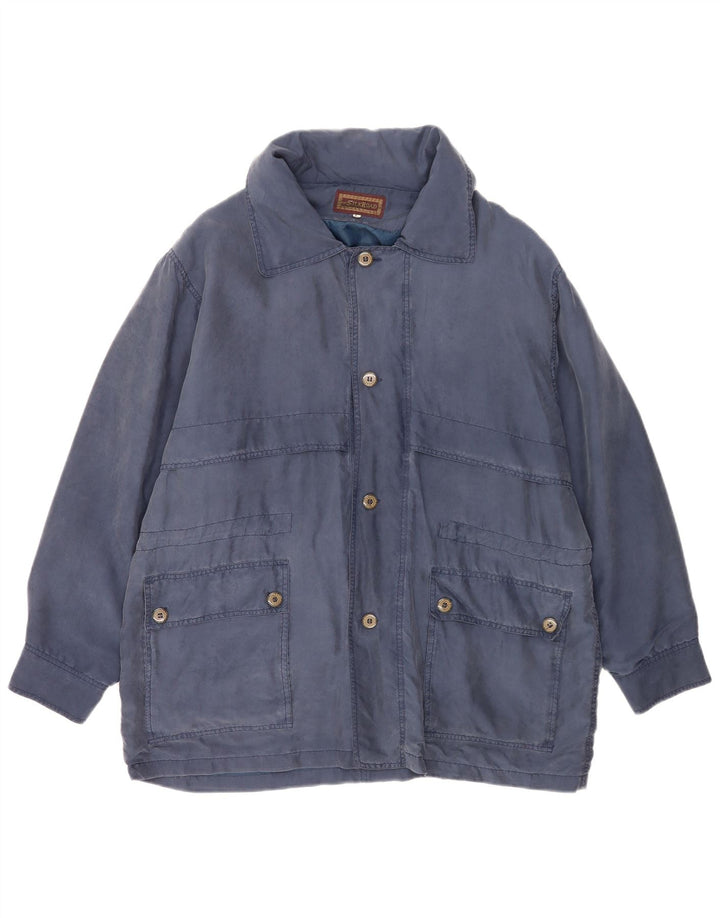 vintage Mens Utility Jacket UK 40 Grande Soie Bleu Marine